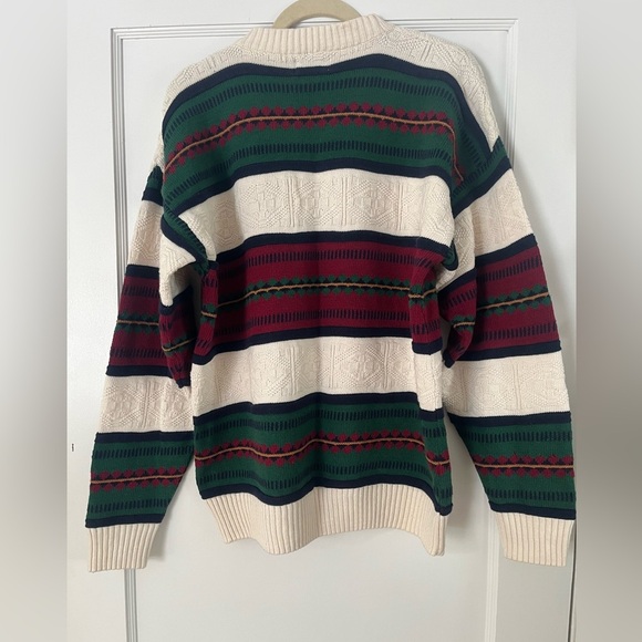VTG VAN HEUSEN Striped Multicolor crewneck 3D KNIT Sweater MENS small unisex 90s - Picture 4 of 7